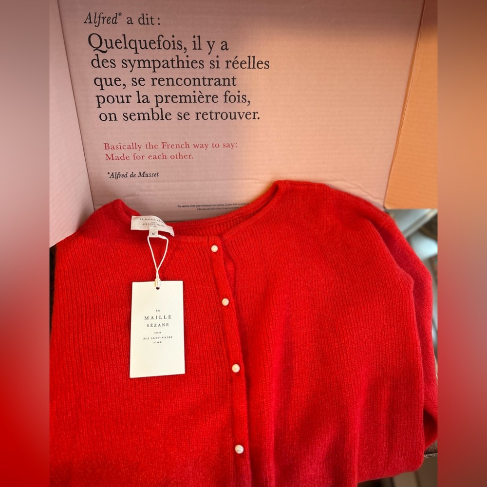 NEW WITH TAGS - Sezane GASPARD cardigan, size M, red ❤️☎️